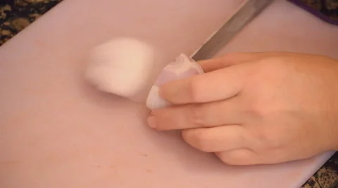 Dicing Sweet Small Onion Stock Footage 54691168
