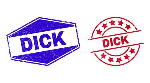 DICK Corroded Watermarks in Round and Hexagon Shapes Stock Illustration
