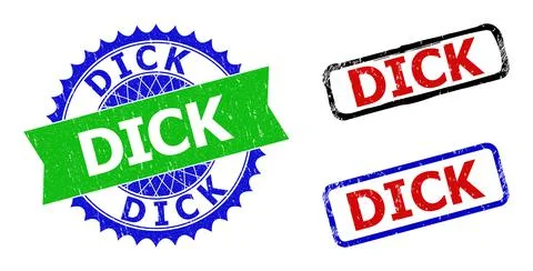 DICK Rosette and Rectangle Bicolor Seals with Scratched Styles Stock Illustration