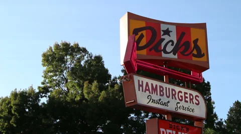 Dick's Drive-In Rotating Sign in Seattle Stock Footage 33306986