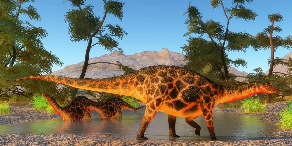 Dicraeosaurus Herd Stock Illustration