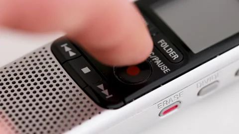 Dictaphone close-up. Stock Footage 220742613
