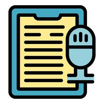 Dictation software converting voice message using microphone on tablet Stockillustratie
