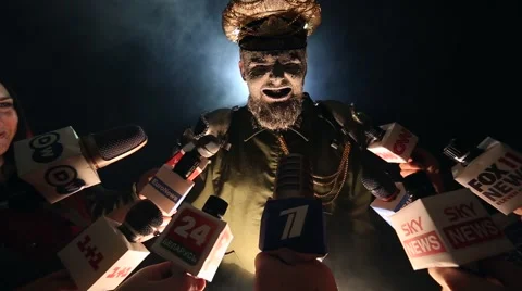 Dictator gives interviews. Stock Footage 50261967