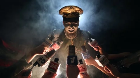 Dictator gives interviews. Stock Footage 50262002