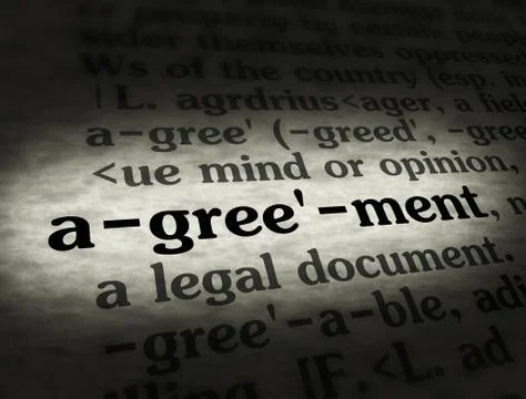 Dictionary - Agreement - Black On BG Stock Photos