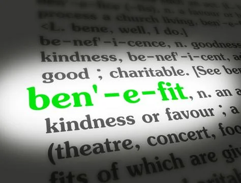 Dictionary - Benefit - Green On White Stock Illustration