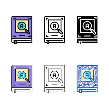 Dictionary book color icon vector variants Stock Illustration