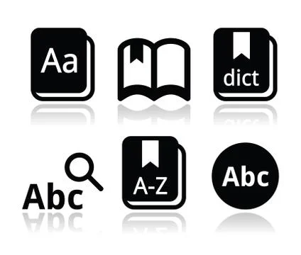 Dictionary book vector icons set Stock Illustration