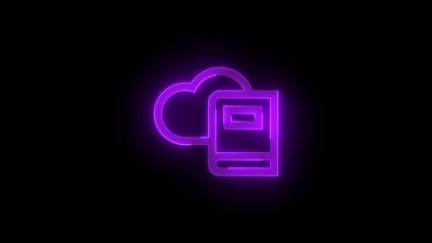 Dictionary cloud book stroke icon glowing neon purple color animation Stock Footage 289401347