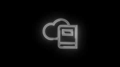 Dictionary cloud book stroke icon glowing neon white color animation Stock Footage 289401352