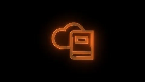 Dictionary cloud book stroke icon glowing neon brown color animation Stock Footage 289401597