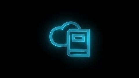 Dictionary cloud book stroke icon glowing neon cyan color animation Stock Footage 289401608