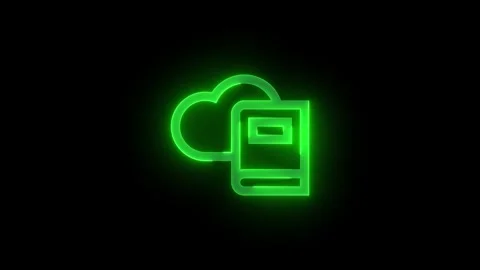 Dictionary cloud book stroke icon glowing neon green color animation Stock Footage 289401616