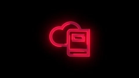 Dictionary cloud book symbol stroke icon glowing neon red color animation Stock Footage 289401361