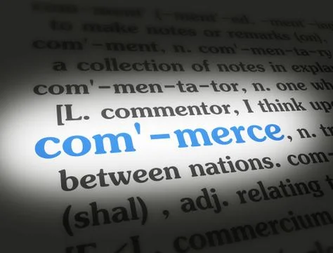 Dictionary - Commerce - Blue On White Stock Photos