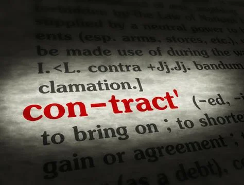 Dictionary - Contract - Red On BG Stock Photos