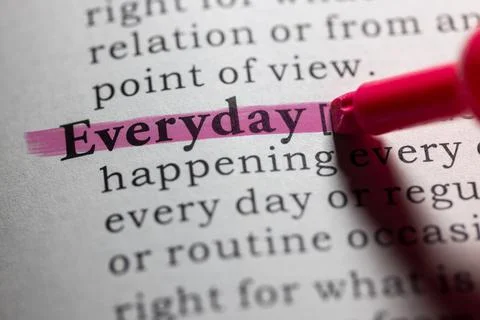 Dictionary definition of everyday Stock Photos