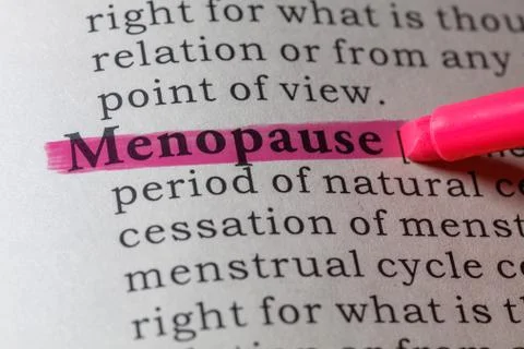 Dictionary definition of menopause Stock Photos