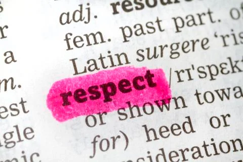 Dictionary definition respect Stock Photos