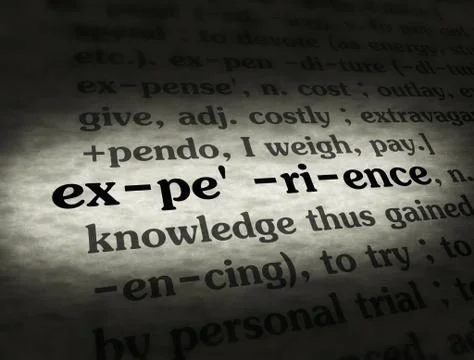 Dictionary - Experience - Black On BG Stock Photos