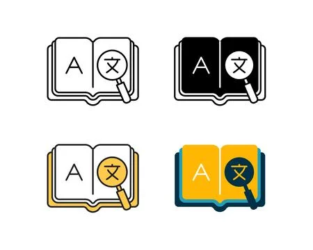 Dictionary icon element vector design in 4 style line, glyph, duotone, and .. Stock Illustration
