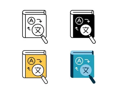 Dictionary icon element vector design in 4 style line, glyph, duotone, and .. Stock-Illustration