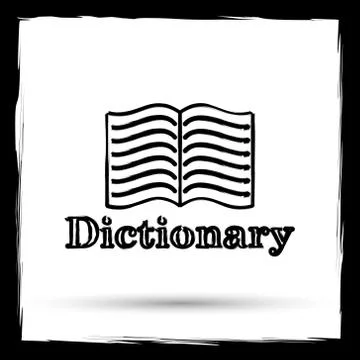 Dictionary icon. Internet button on white background. Outline design imitatin Stock Illustration