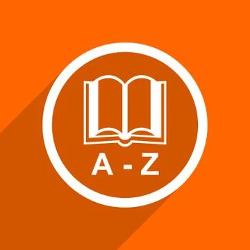 Dictionary icon. Orange flat button. Web and mobile app design illustration Stock Illustration