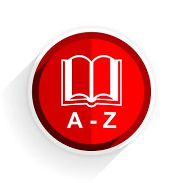 Dictionary icon, red circle flat design internet button, web and mobile app i Stock Illustration