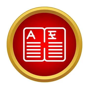 Dictionary icon showing language translation and learning Stock Illustration