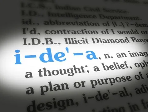 Dictionary - Idea - Blue On White Stock Photos
