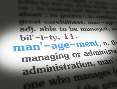 Dictionary - Management - Blue On White Stock Photos