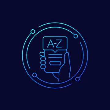 Dictionary mobile app icon, linear design Stock Illustration
