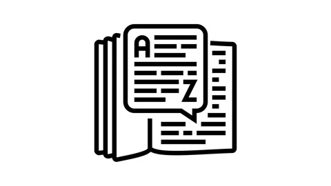 Dictionary nlp line icon animation Video stock 326125386