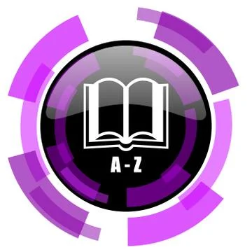 Dictionary pink violet modern design vector web and smartphone icon. Round bu Stock Illustration