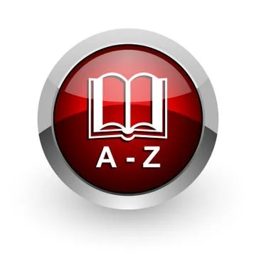Dictionary red circle web glossy icon. 库存插图