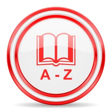 Dictionary red white glossy web icon Stock Illustration