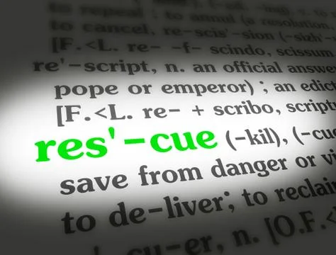 Dictionary - Rescue - Green On White Stock Photos