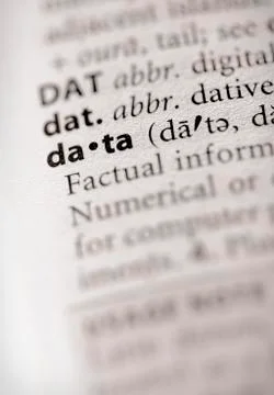 Dictionary series - info: data Stock Photos