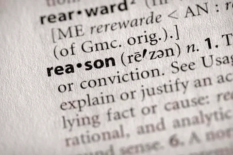 Dictionary series - philosophy: reason Stock Photos