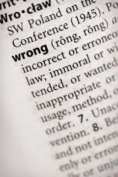 Dictionary series - philosophy: wrong Stock Photos