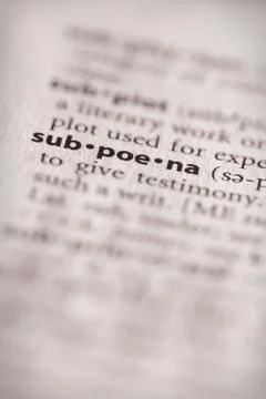 Dictionary Series - Subpoena Stock Photos