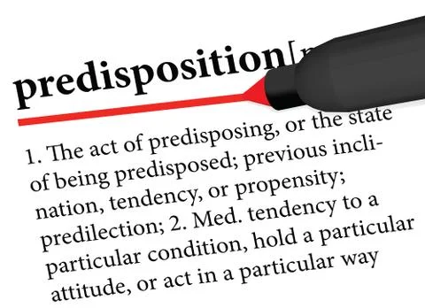 Dictionary term of predisposition isolated on white background Stock Illustration