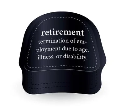 Dictionary word of retirement on baseball cap Stockillustratie