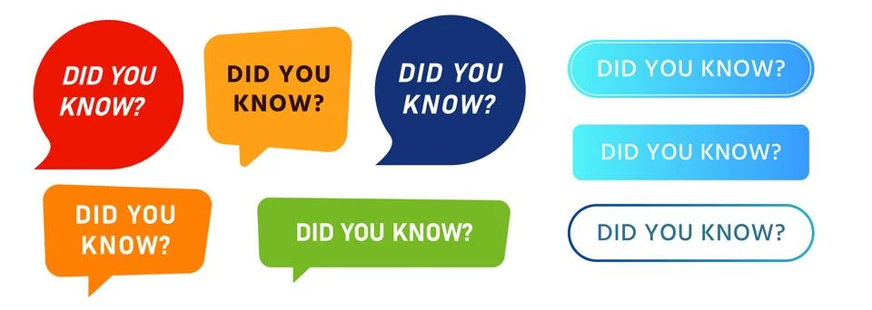 Did you know button and speech bubble label sticker message question ask Stock Illustration