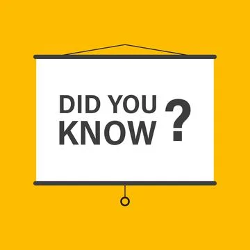 Did you know hanging presentation screen sign on yellow background for busine Stock Illustration