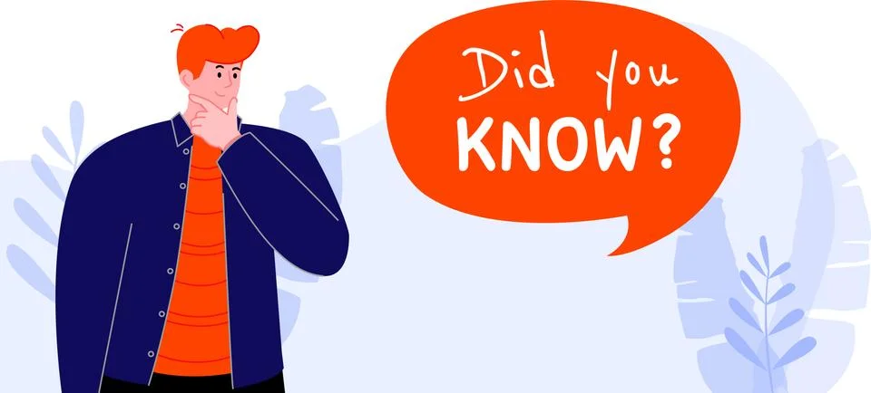 Did you know horizontal vector illustration with thinking man. Stock Illustration