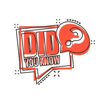 Did You Know icon in comic style. Question mark cartoon vector illustration o Stock Illustration