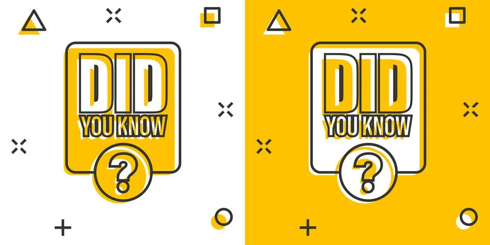 Did You Know icon in comic style. Question mark cartoon vector illustration o Stock Illustration
